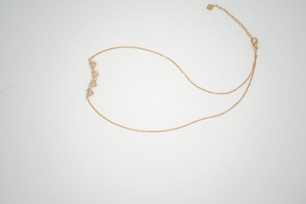 Crystal Heart Trio Necklace