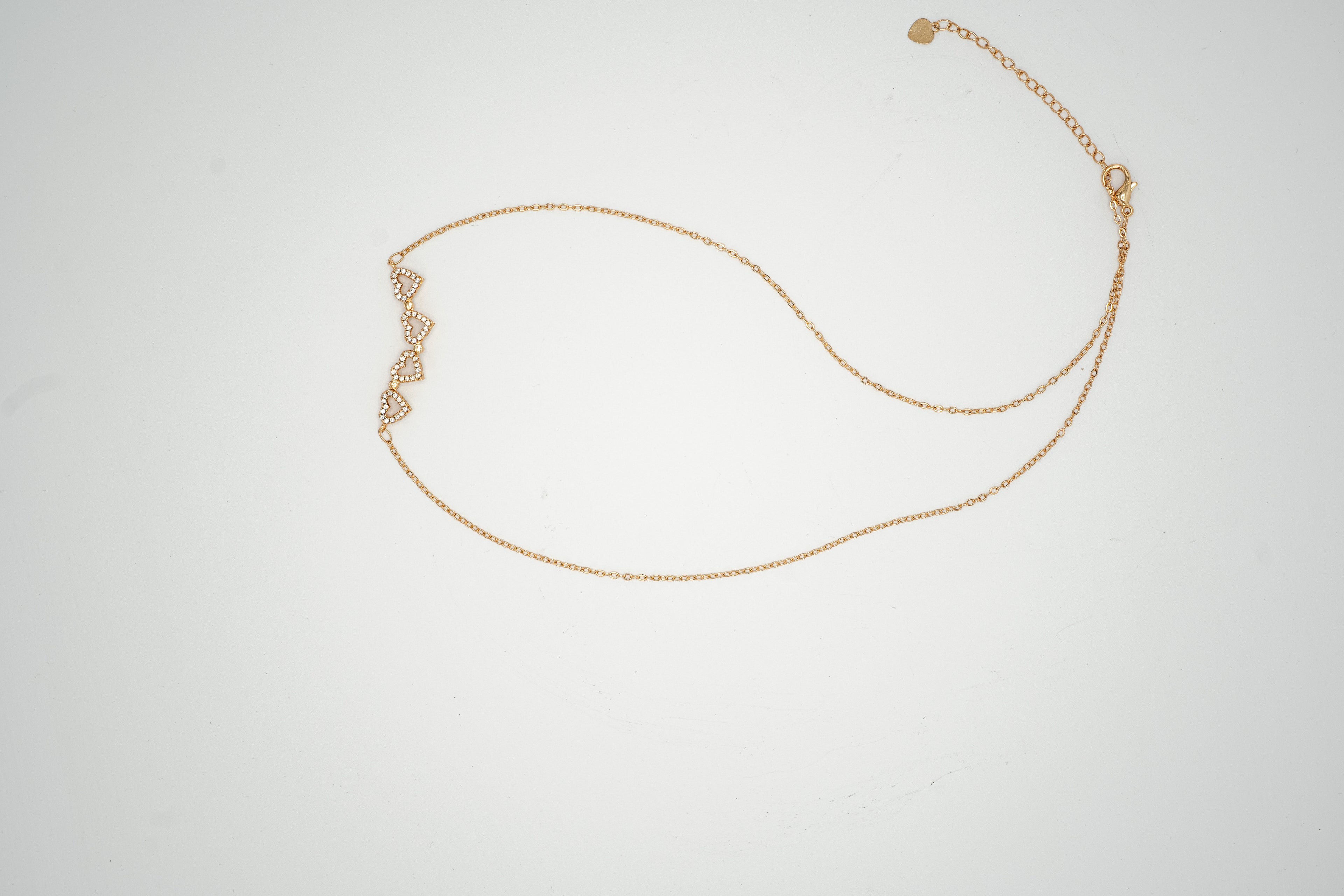 Crystal Heart Trio Necklace