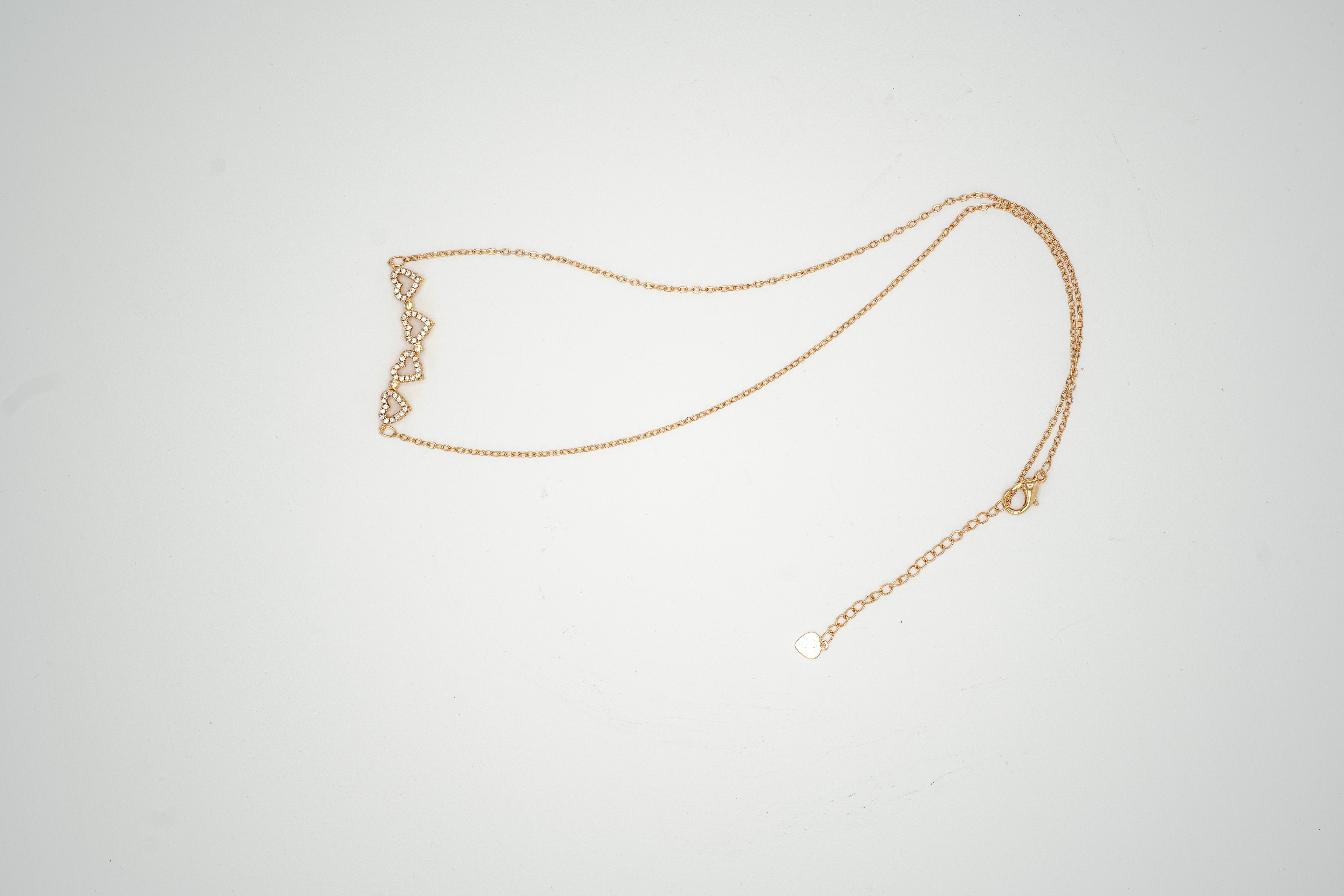 Crystal Heart Trio Necklace