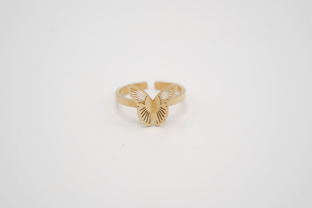 Golden Butterfly Adjustable Ring
