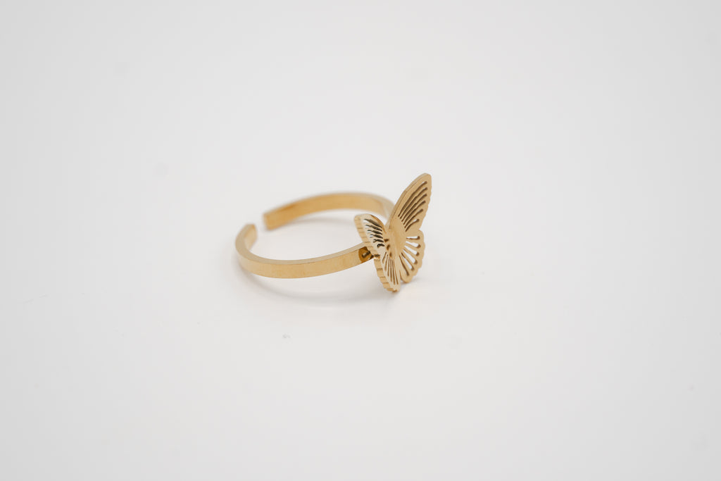 Golden Butterfly Adjustable Ring