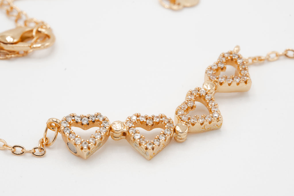 Crystal Heart Trio Necklace