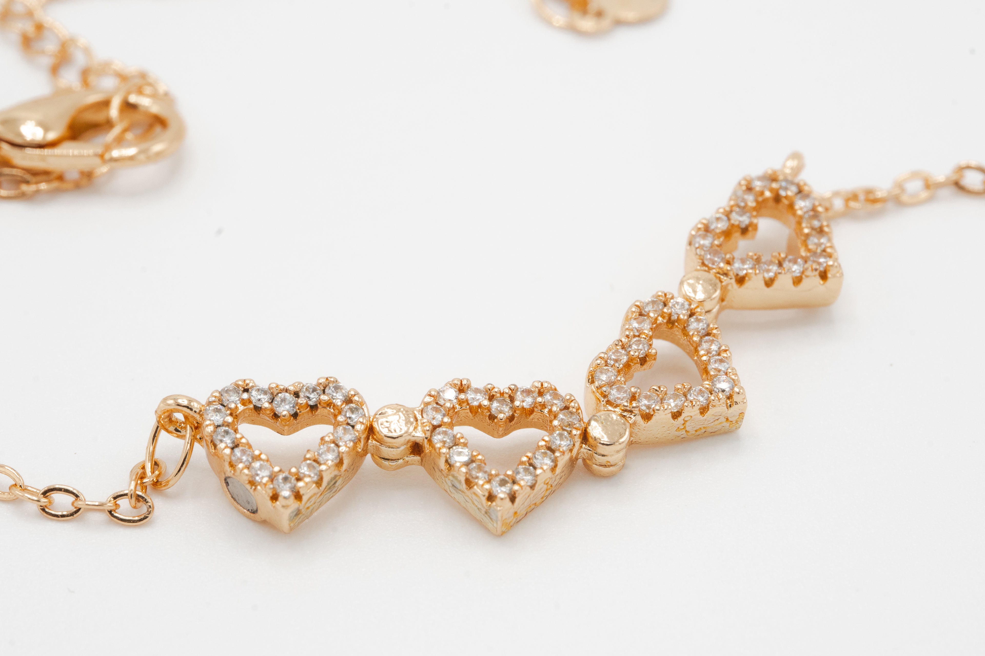 Crystal Heart Trio Necklace