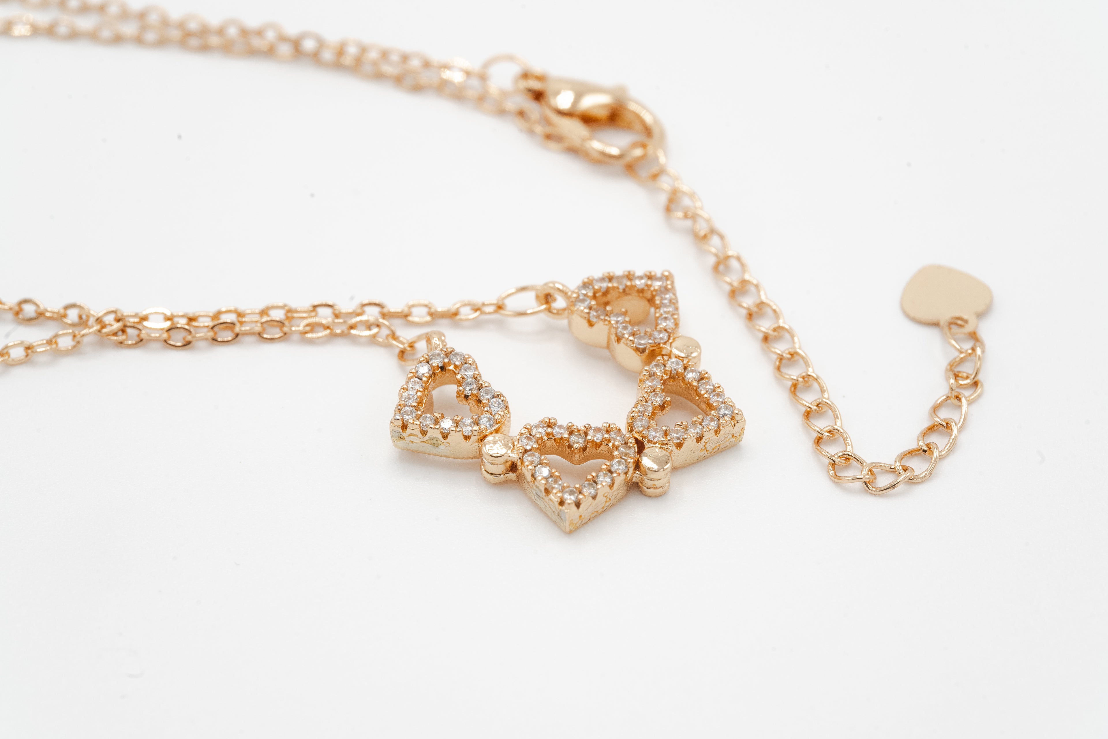 Crystal Heart Trio Necklace