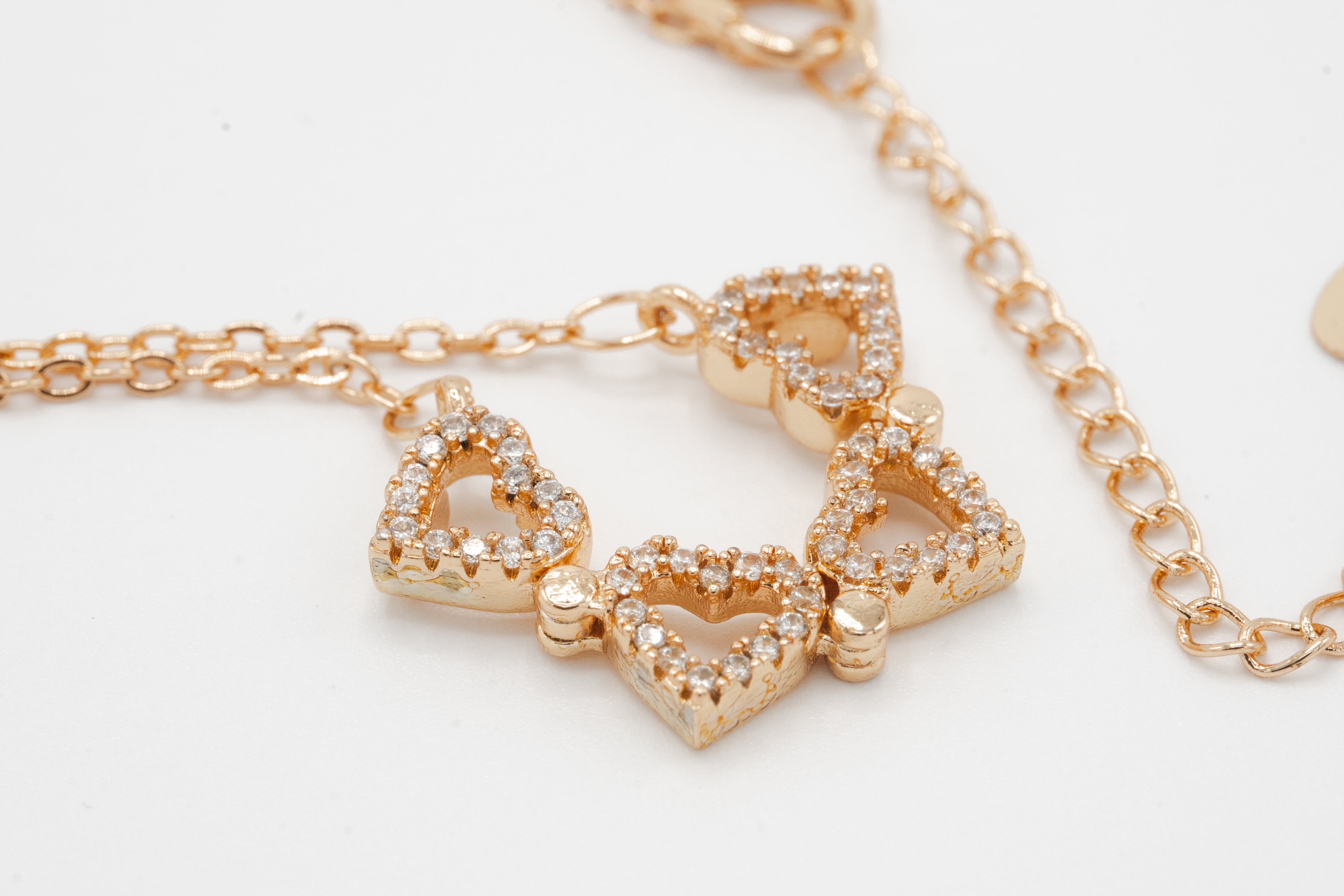 Crystal Heart Trio Necklace