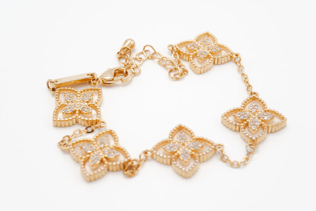 Golden Floral Charm Bracelet