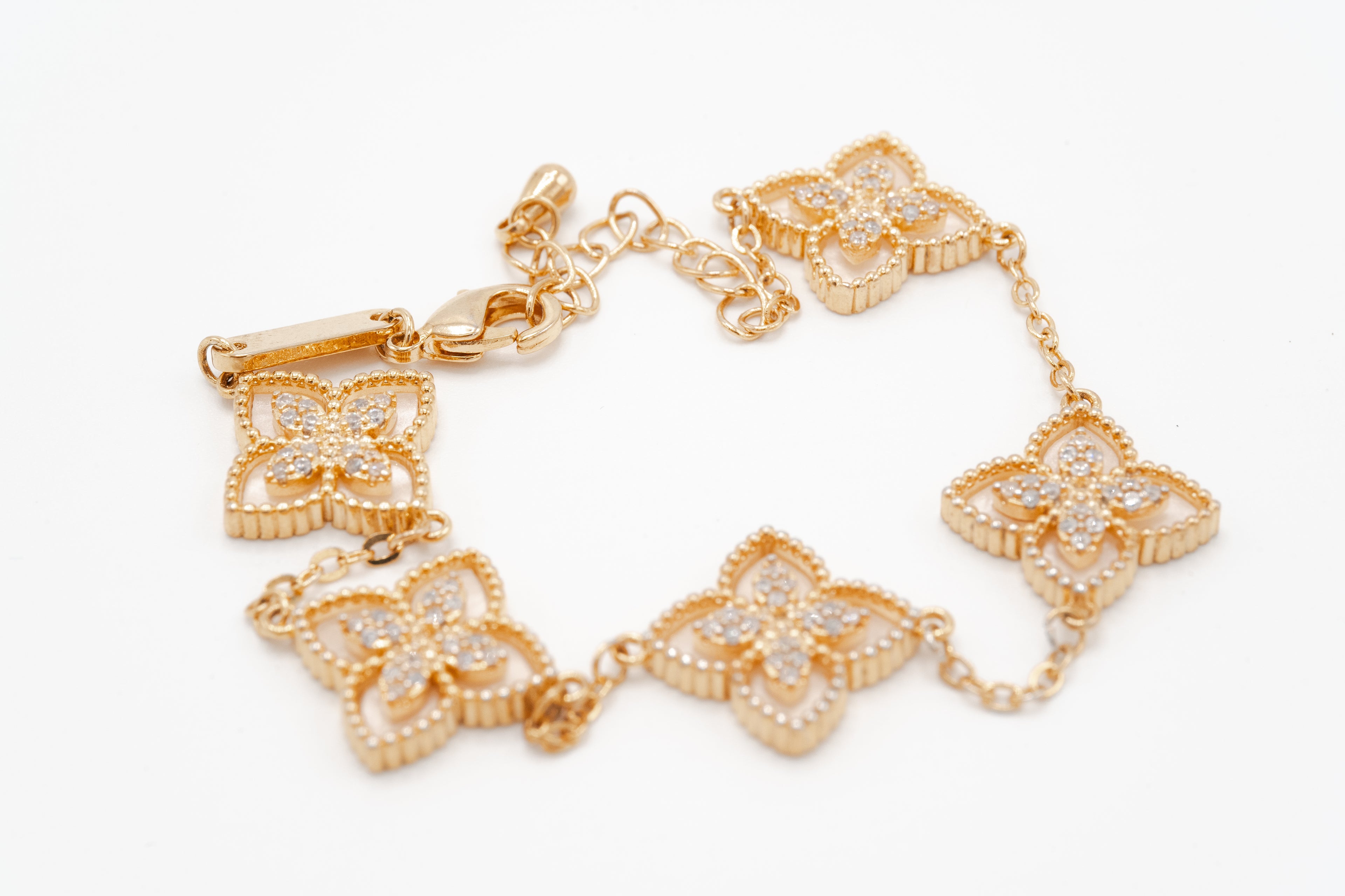 Golden Floral Charm Bracelet