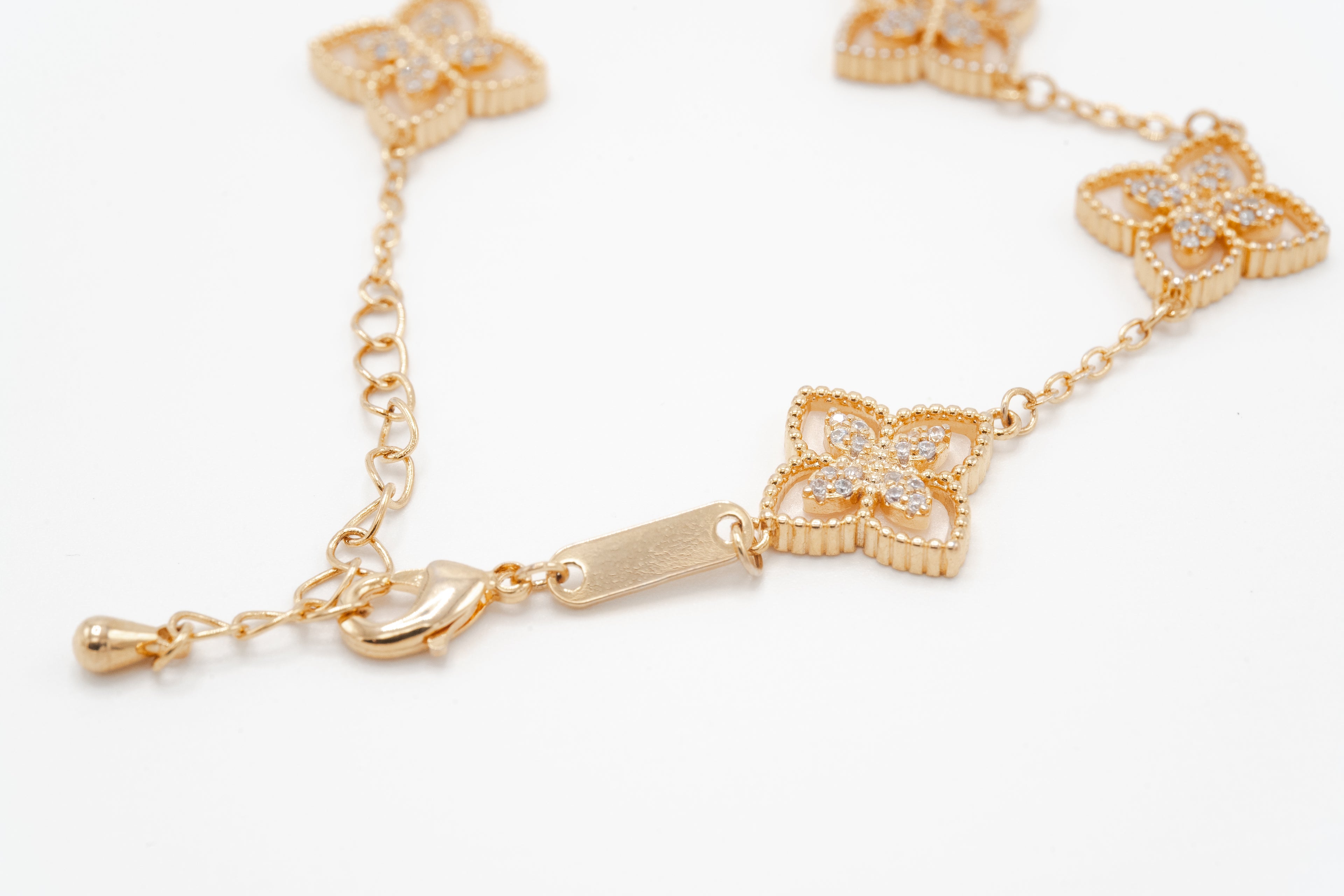 Golden Floral Charm Bracelet